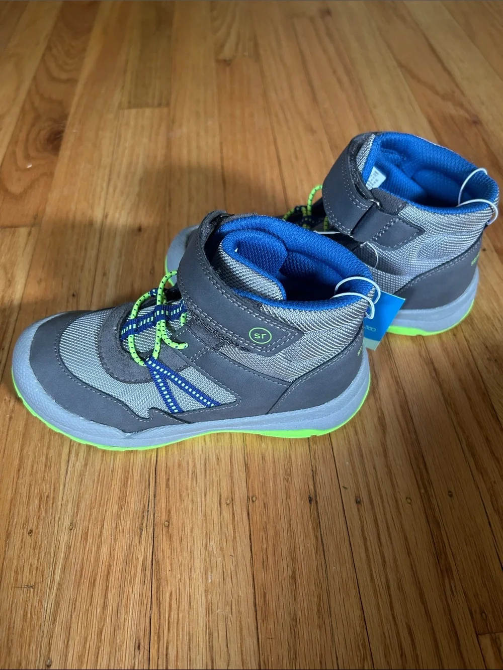 Stride Rite Gray, Blue & Lime Toddler High-Top Sneakers - Picture 6 of 6